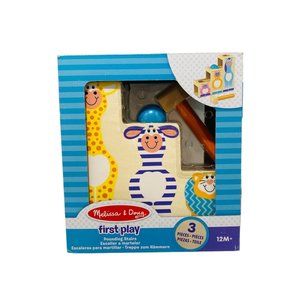 Melissa & Doug First Play Pound and Roll Stairs Wooden 3-Piece Baby Kids Hamme